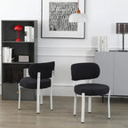 Sedia da pranzo moderna imbottita in Boucle con gambe in metallo bianco – Set da 2