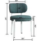 Sedia da pranzo moderna imbottita in Boucle con gambe in metallo bianco – Set da 2