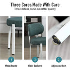 Sedia da pranzo moderna imbottita in Boucle con gambe in metallo bianco – Set da 2