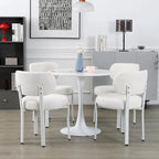 Sedia da pranzo moderna imbottita in Boucle con gambe in metallo bianco – Set da 2